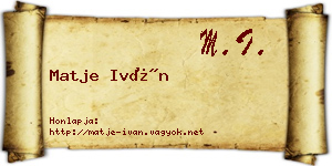 Matje Iván névjegykártya